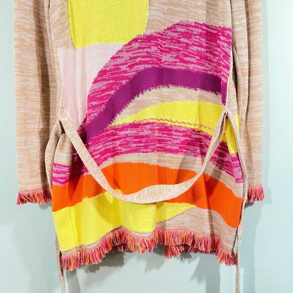 525 America Women Sunset Knit Fringe Hem Open Front Cardigan Size M - Picture 7 of 7